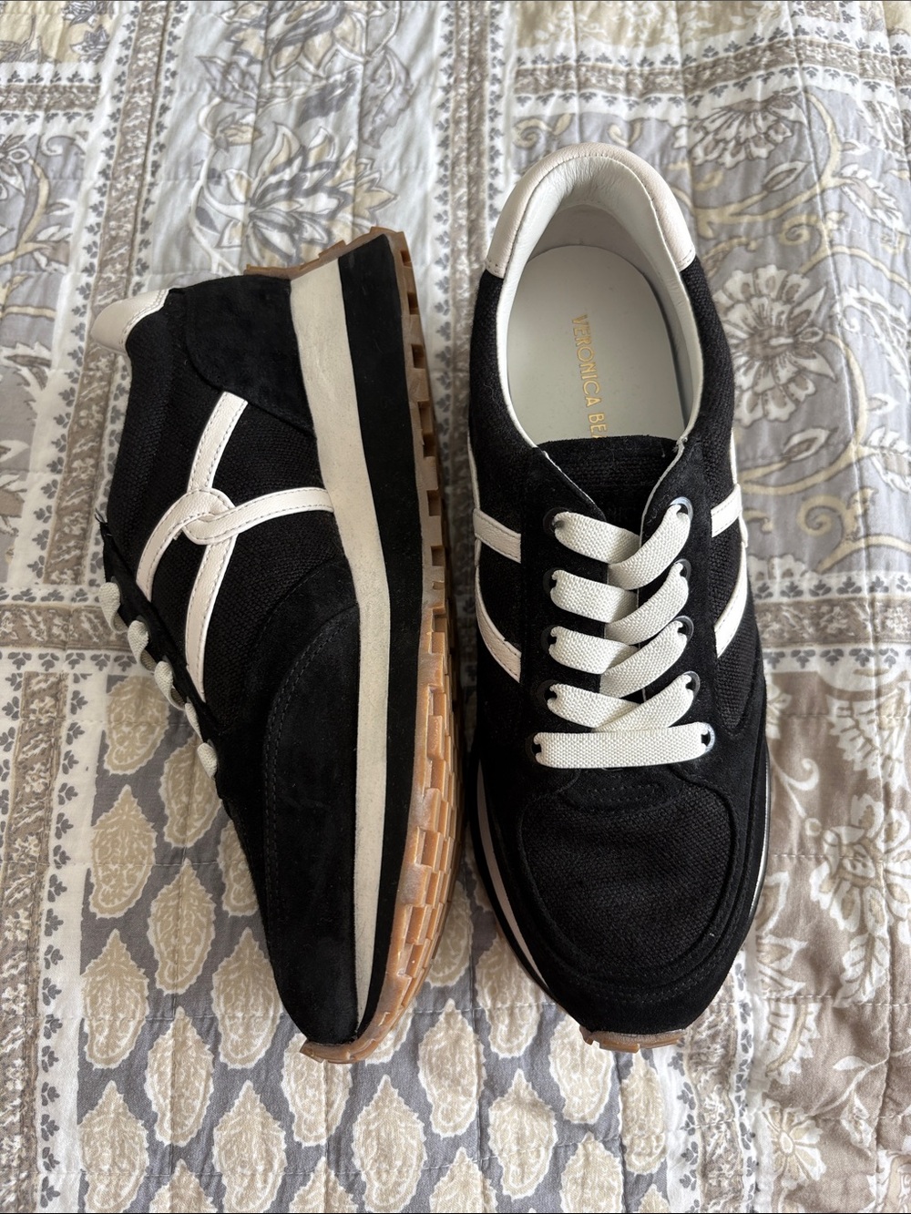 Veronica Beard Black & White Trendy Sneakers